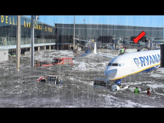 Barcelona El Prat Airport Flooded 